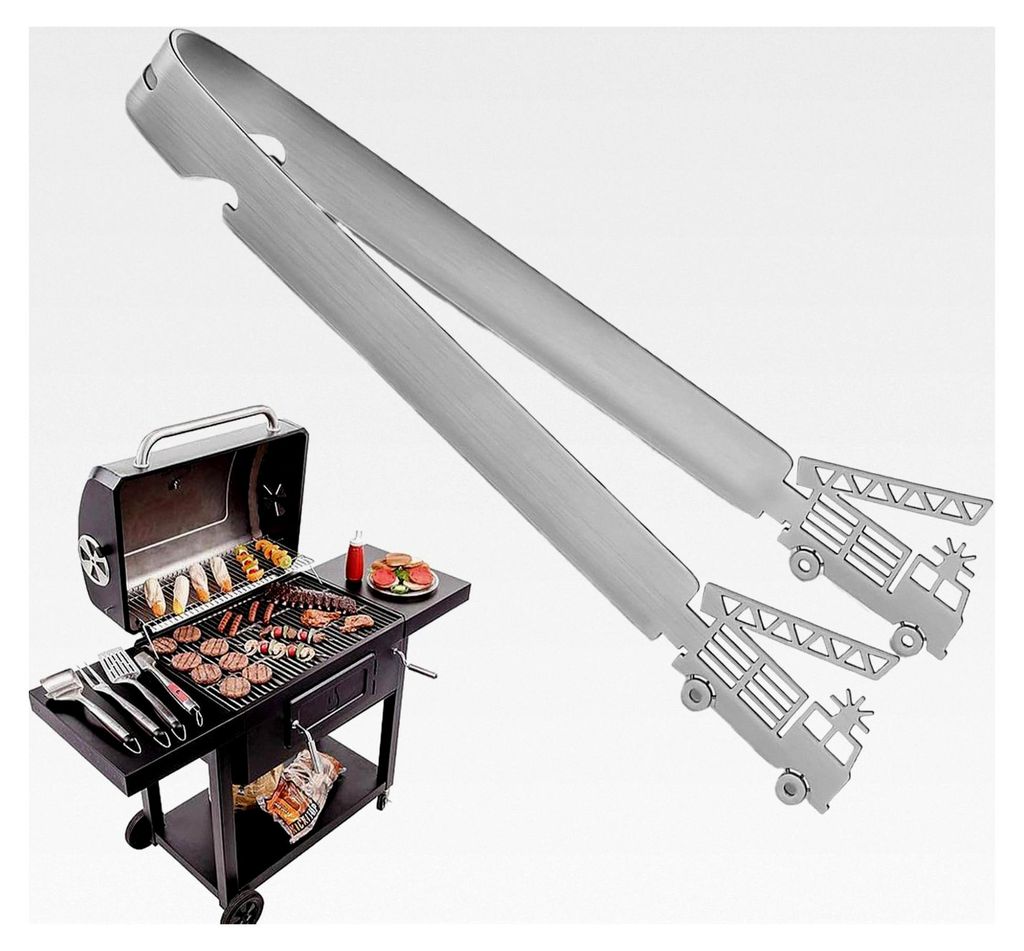 Grillzange aus Edelstahl, 29 cm im Feuerwehrdesign für die Küche - BBQ-Zange | Für Männer, Großväter, Haushalt, Küche, Indoor, Outdoor, Gril...