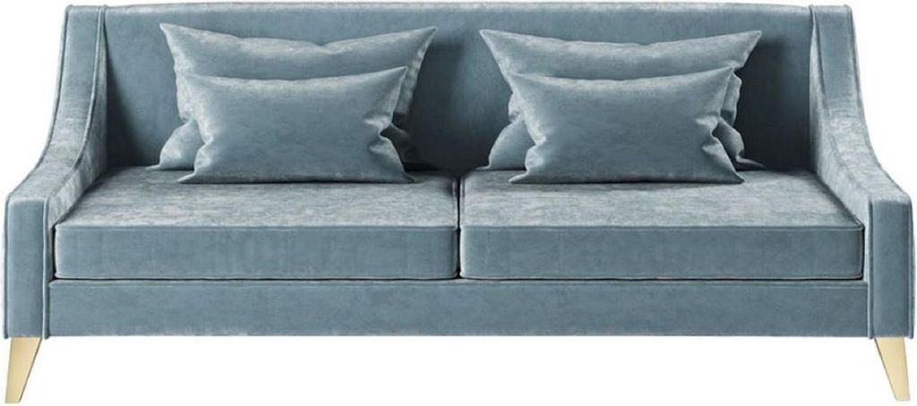 Casa Padrino Luxus Neoklassik Sofa Hellblau / Gold 152 x 97 x H. 85 cm - Wohnzimmer Sofa - Hotel Sofa - Wohnzimmer Möbel - Hotel Möbel - Luxus M...