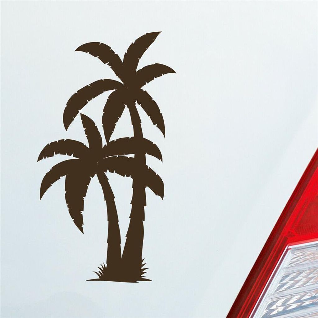 Auto Aufkleber Palme Palms Beach Strand Kokospalme Pflanze 5x10 cm Braun Sticker Heckscheibenaufkleber