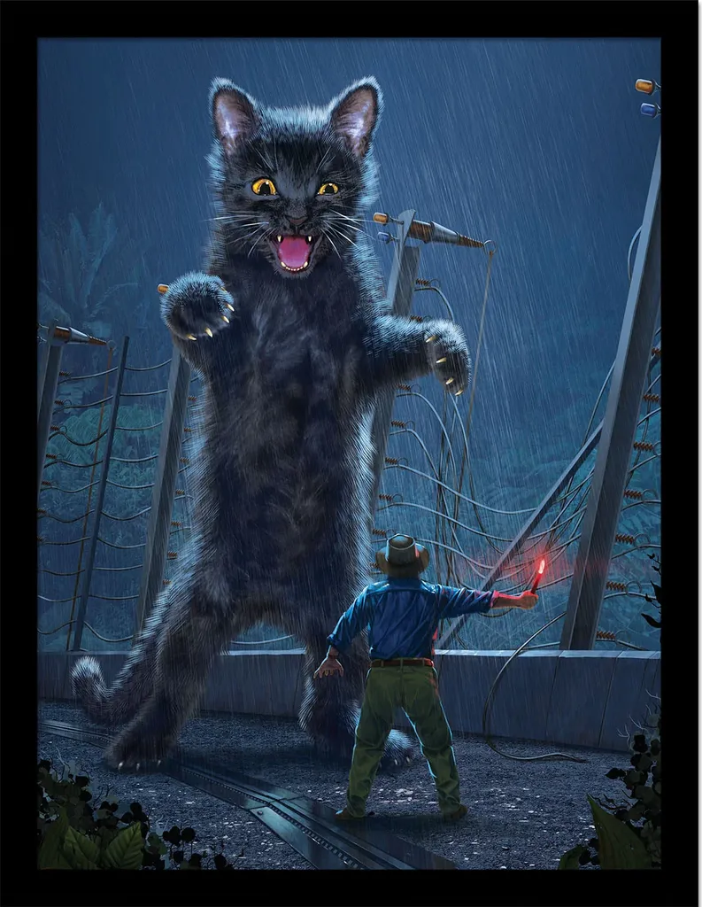 Poster Gatto Gigante Jurassic Kitty Vincent Hie - Arte Felina 30x40