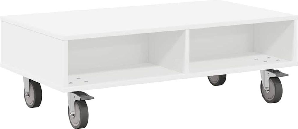 vidaXL Beistelltisch mit Rädern Weiß 90 x 50 x 30 cm Holzwerkstoff