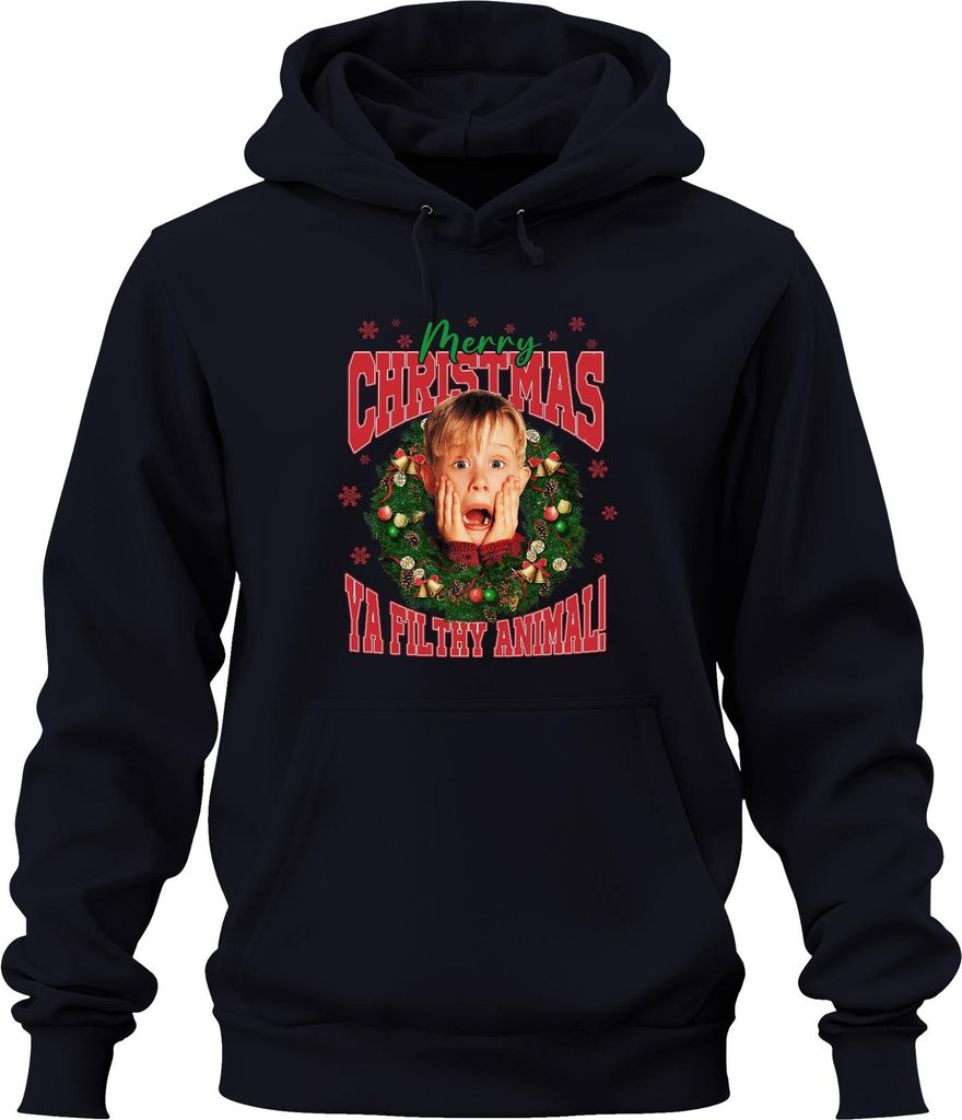 Merry Christmas Ya Filthy Animal Kevin McCallister - Home Alone Weihnachten Xmas Uni Hoodie Kapuzenpullover, Navy, S