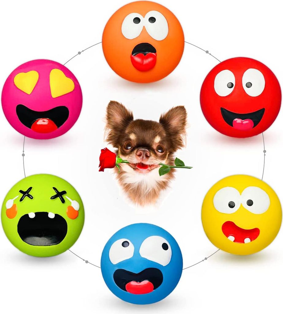 Hundespielzeug für kleine Hunde Gummilatex Welpenspielzeug Weiches Quietschspielzeug Quietschbälle für Lächeln Flach