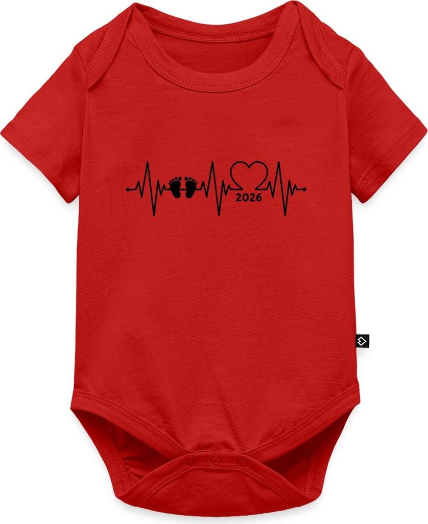 Spreadshirt Baby 2026 EKG Herzschlag Kurzarm Tages Baby Body, 80 (9-12 M.), Rot