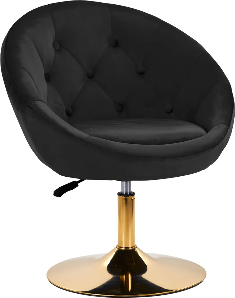 4Rico Fauteuil pivotant Qs-Bl12G Velours noir - Siege de bureau chic