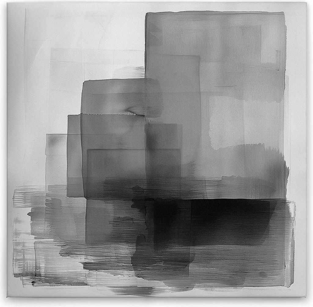 TADESSI Leinwandbild Aquarell Gemälde - Wandbild 30 x 30 cm - Kunstdruck auf Leinwand in Weiß Grau - M1-No.52104