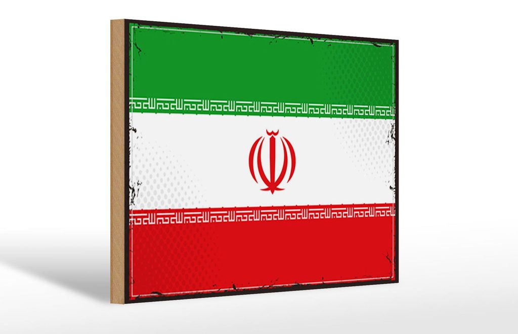 Holzschild Flagge Iran 30x20cm Retro Flag of iran