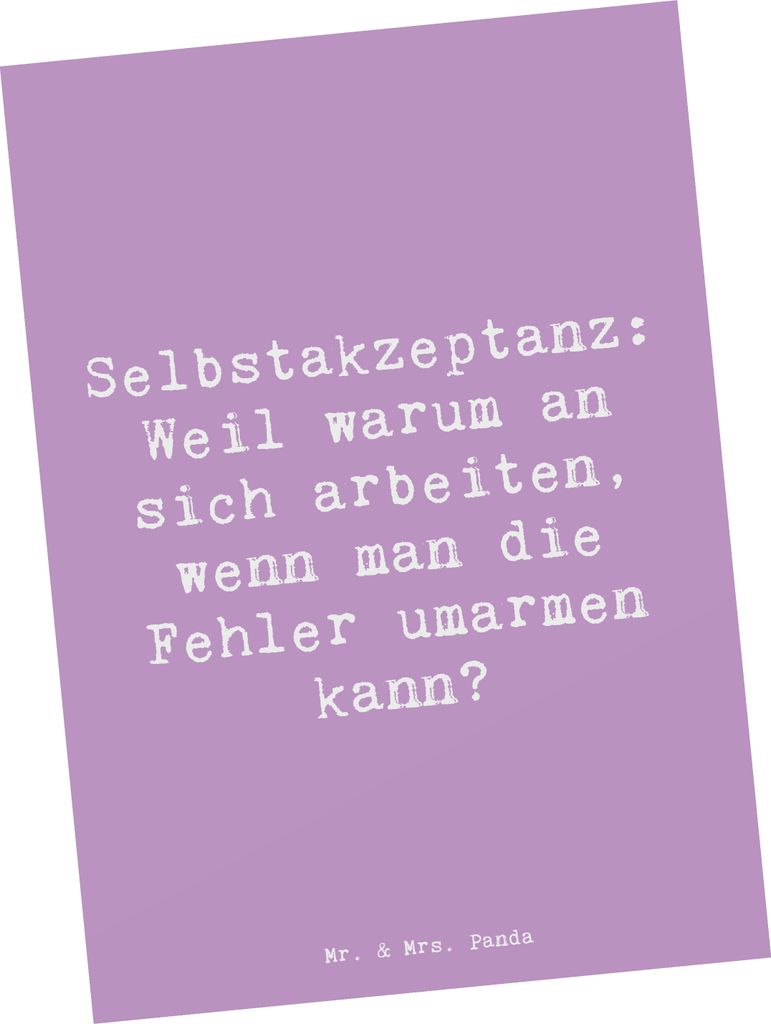 Mr. & Mrs. Panda Postkarte Spruch Selbstakzeptanz Umarmen - Lavendeltraum - Geschenk, Einzigartigkeit, Zitat, Ansichtskarte, Selbstmitgefühl, Gru...