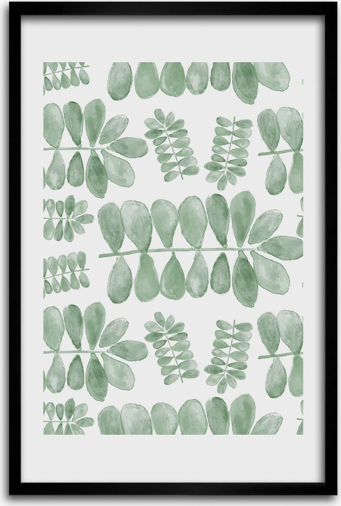 Bild - Bilderrahmen - 40 cm x 60 cm - MDF - Rahmen - Wandkunst - Eukalyptusblätter