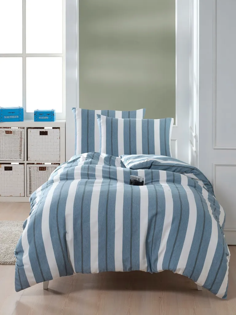 Set Copripiumino 135x200 Cotone Helsinki Petrolio - Offerta Online