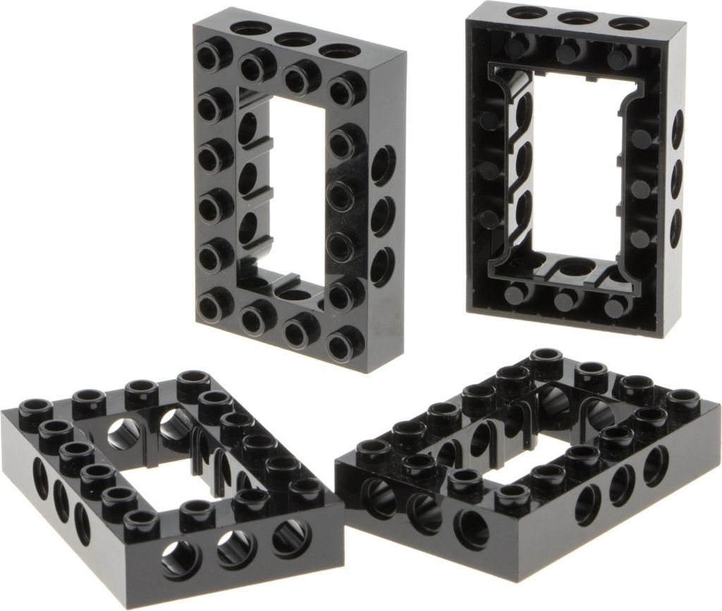 4x Lego Technic Bau Stein Rahmen 4x6 schwarz Lochbalken Punkt 4144025 32531