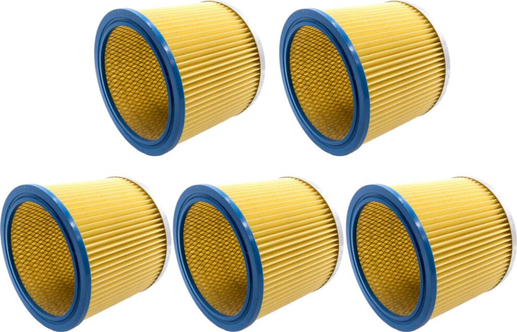 5x Lamellenfilter Filterpatrone Ersatz für Aldi Workzone Nass- und Trockensauger, GO On NT 1300i, Goblin FAM, FAM 7409 P, Goblin FAM V10, OBI NTS 20