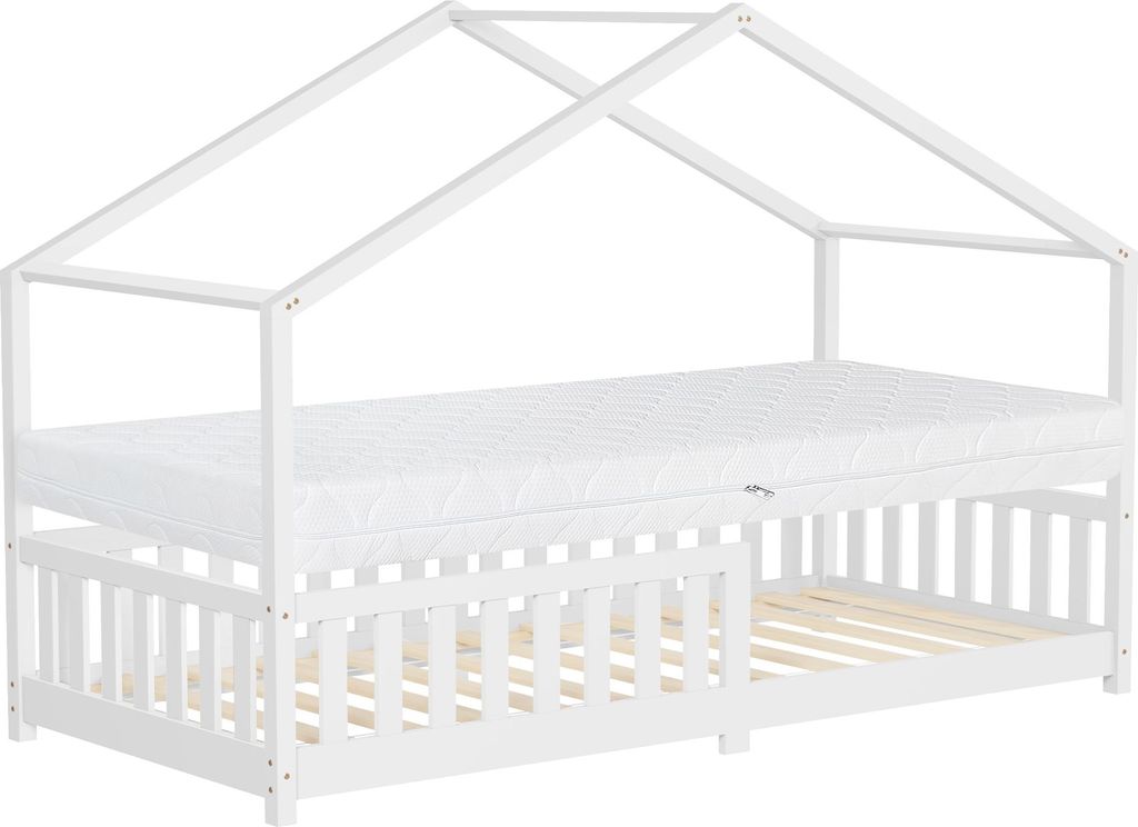 ML-Design detská posteľ domček posteľ 90x200 cm biela s Obrázok produktu 