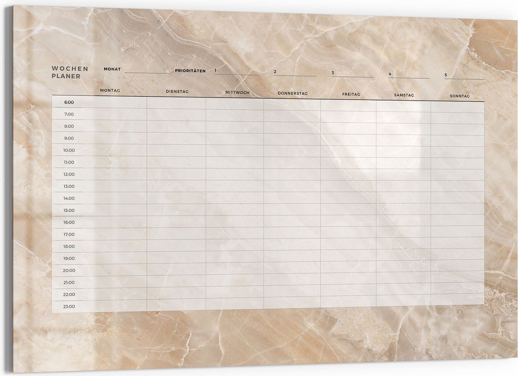 DEQORI Magnettafel Glas 60x40 cm 'WP Beige (DE) ' beschreibbar Whiteboard Pinnwand Küche