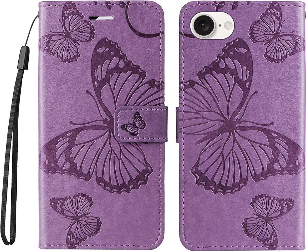 iPhone 16e / 17e Hülle - Coverup Schmetterlinge Klapphülle - Lila