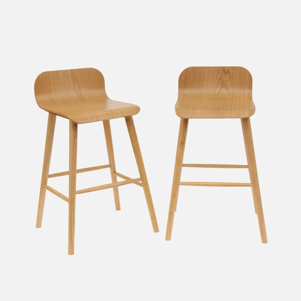 sweeek - 2er-Set skandinavische Barhocker aus Heveaholz  - Produktbild 