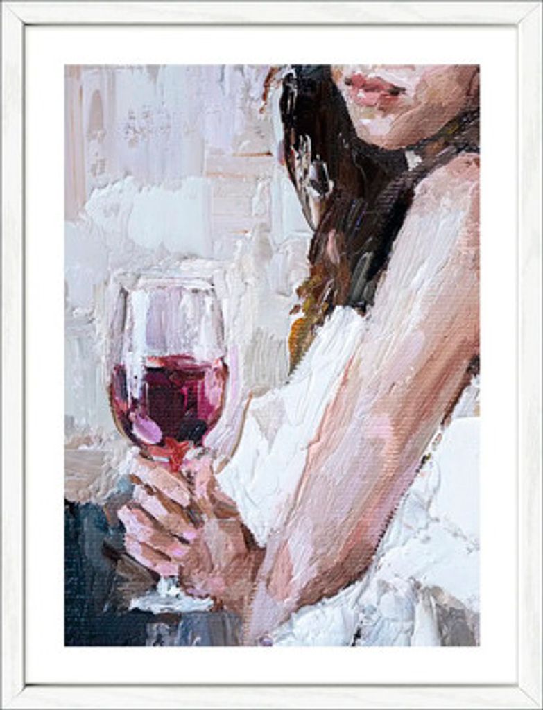 Gerahmtes Bild Girl with wine glass II 33x43 cm