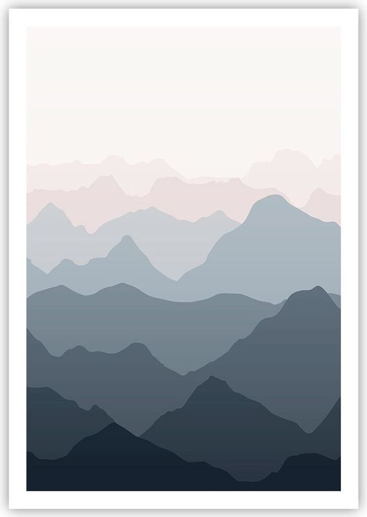 Poster - Poster ohne Rahmen - Berge Grafiken Buntstift - 70x100 cm - Wand Bild - Wanddeko - Wandbilder - Kunstposter - Wandposter - Bilder - Kunstd...