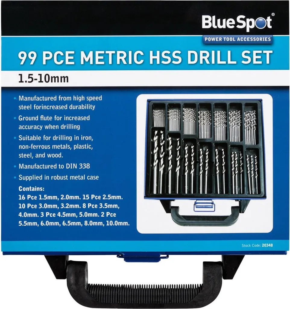 Blue Spot Tools - 99PCE Set di punte HSS metriche (1,5-10 mm)