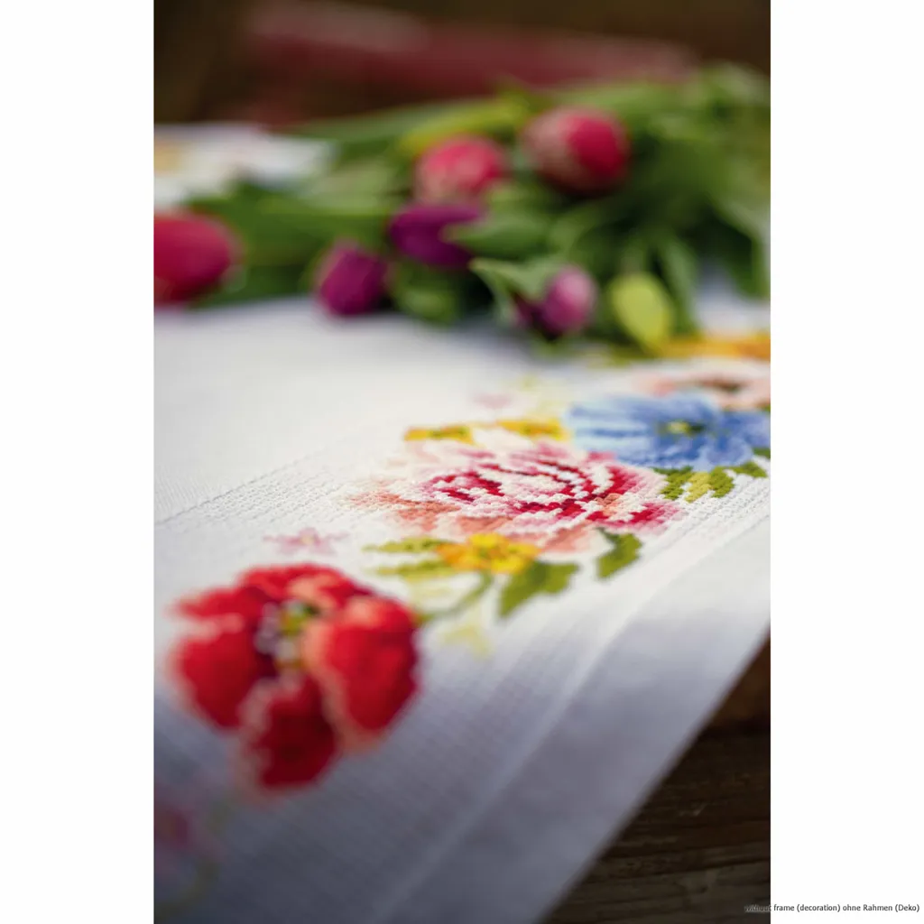 Nappe à Broder Fleurs Motif à Compter Vervaco Kit Broderie Main DIY - 4