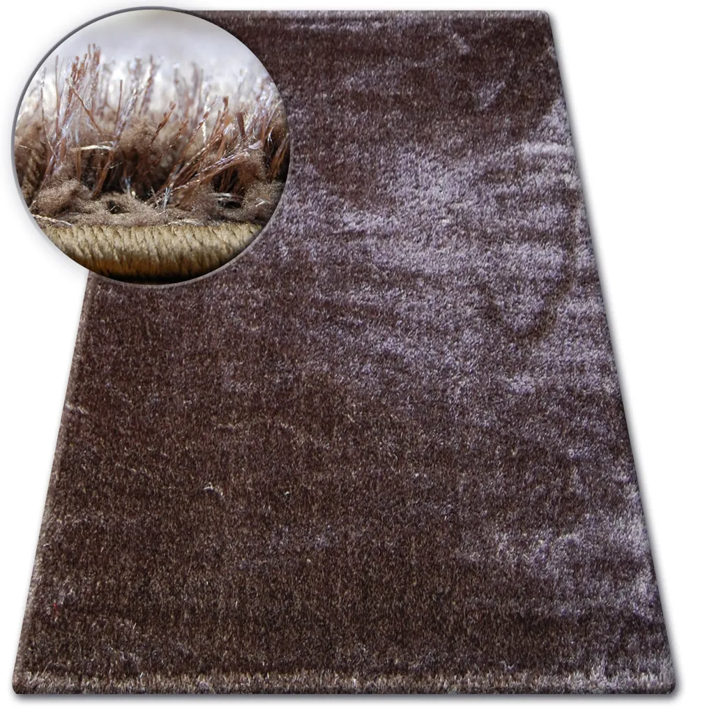 Grand tapis shaggy marron 133x190 cm pour salon cosy - Modèle Verona chic