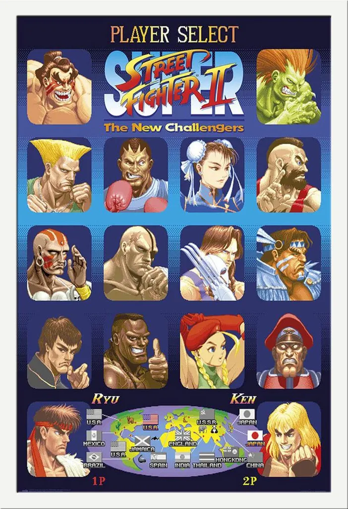 Poster Street Fighter New Challengers : Cadre Blanc Anti-Poussière Shinsuke