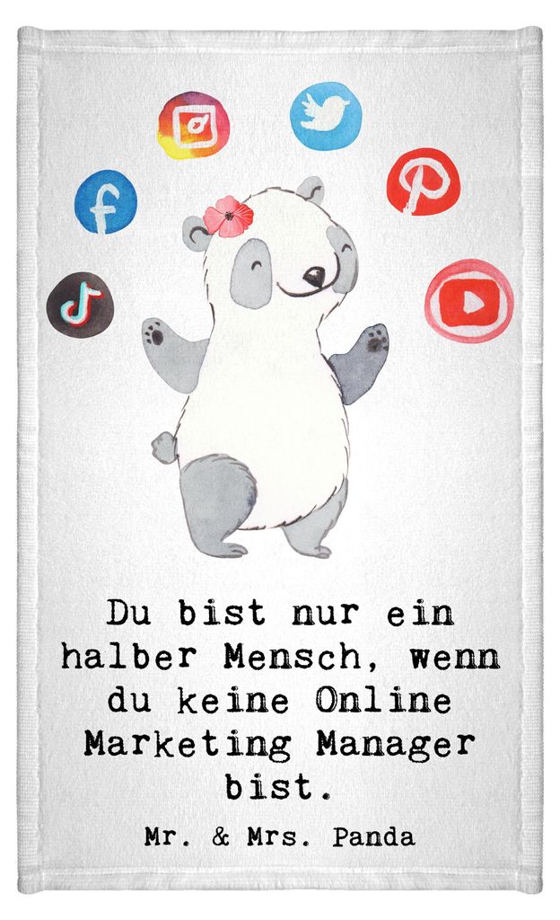 Mr. & Mrs. Panda Handtuch Online Marketing Manager Herz - Weiß - Geschenk, Kleines, Digital, Frotteehandtuch, Gästetuch, Baumwollhandtuch, Gäste-WC