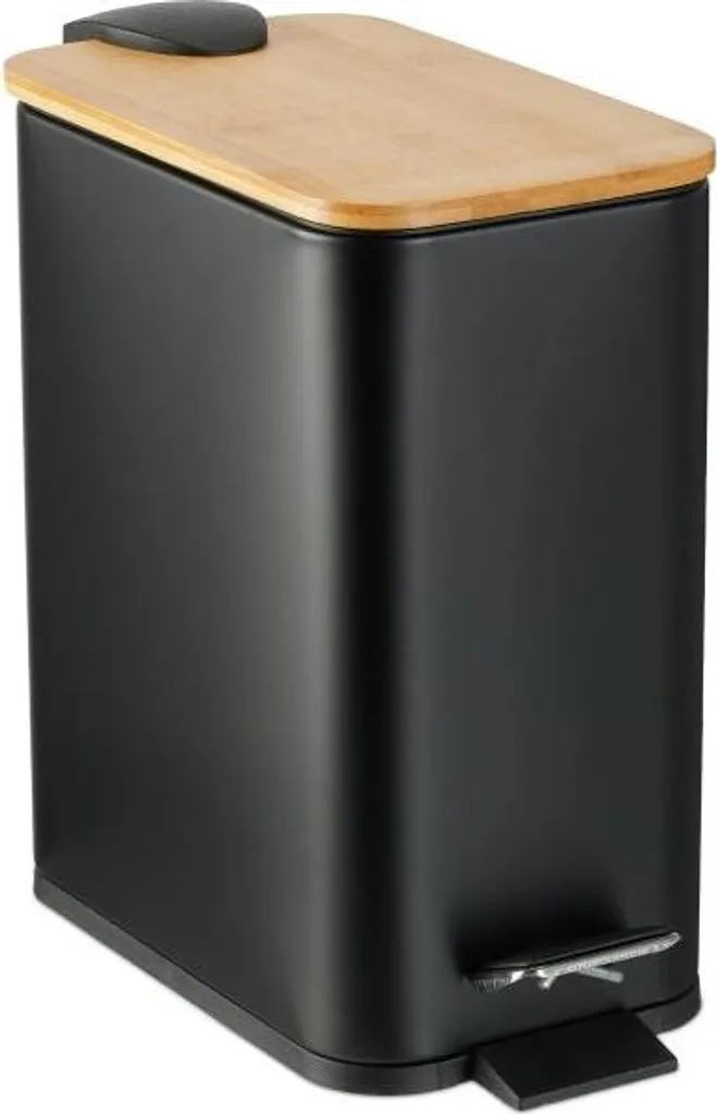 Petite poubelle à pédale 5L en bambou pour toilettes et salle d'eau
