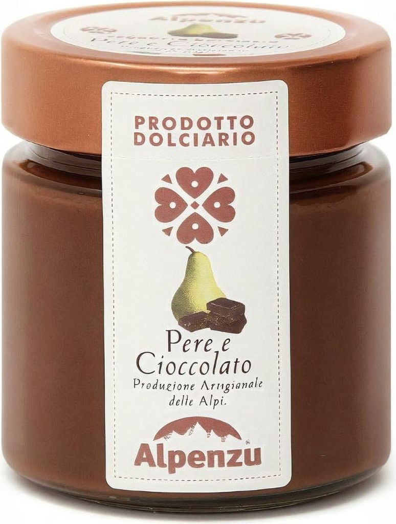 Prodotto Dolciario Pere e Cioccolato, Aufstrich Birne und Produktbild 