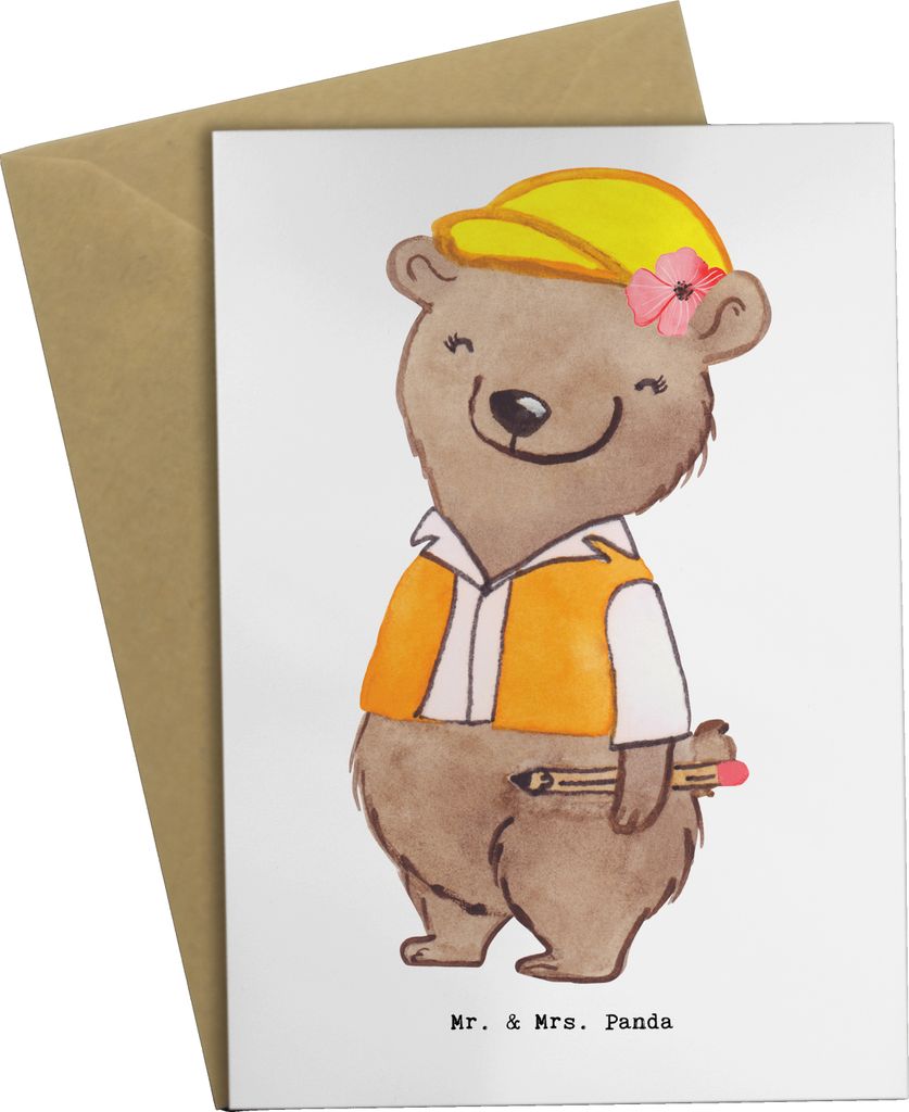 Mr. & Mrs. Panda Grußkarte Bauingenieurin Herz - Weiß - Produktbild 