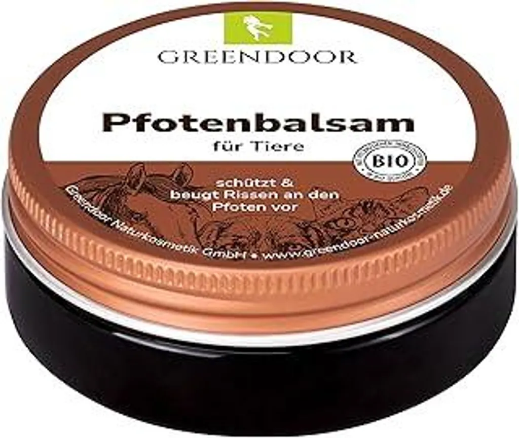 GREENDOOR balsamo naturale biologico per zampe morbide 50 ml, cura vegana delle zampe previene le screpolature, protegge dagli agenti atmosferici, dal caldo, dal freddo, dall'umidità e dalla neve (balsamo per zampe 50 ml)