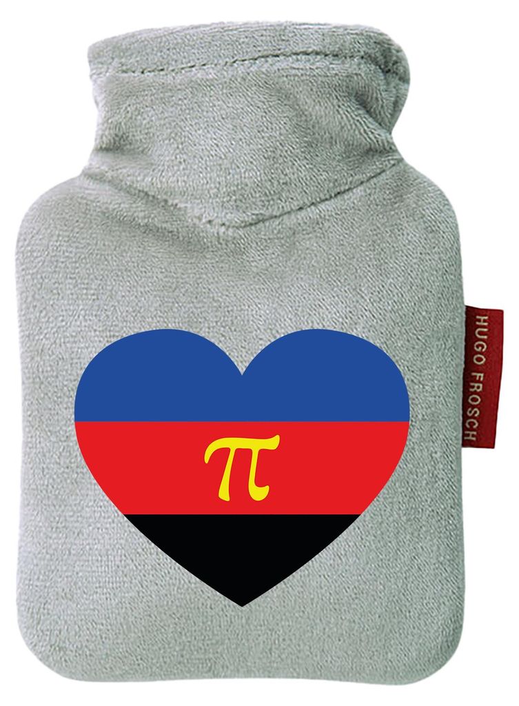 Huuraa Mini-Wärmflasche Pi-Polyamorie Pride Flagge LGBTQ Herz 0,2 Liter Grey Mini Veloursbezug Taschenwärmer Geschenkidee