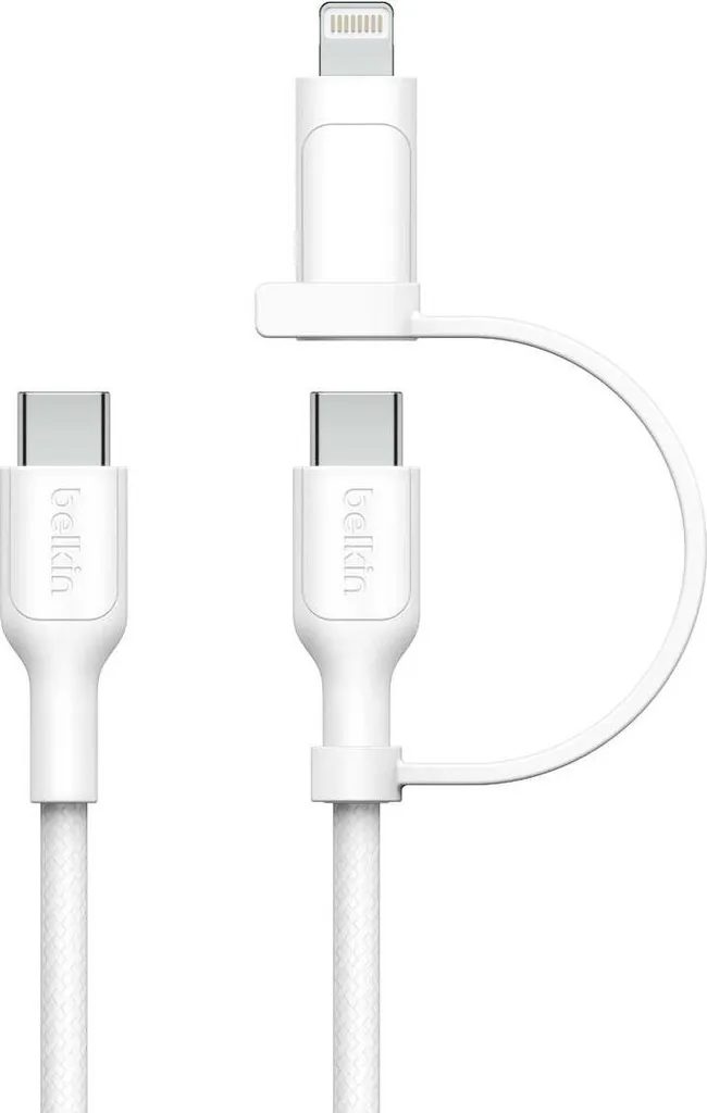 Câble Belkin BoostCharge Pro USB-C vers Lightning et USB-C Blanc 1,5m - 7