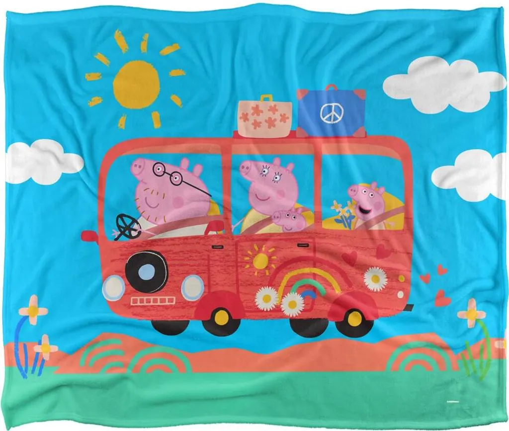 Peppa Pig Couverture Voyage en Voiture TV18763 Taille Unique Blanc Douce