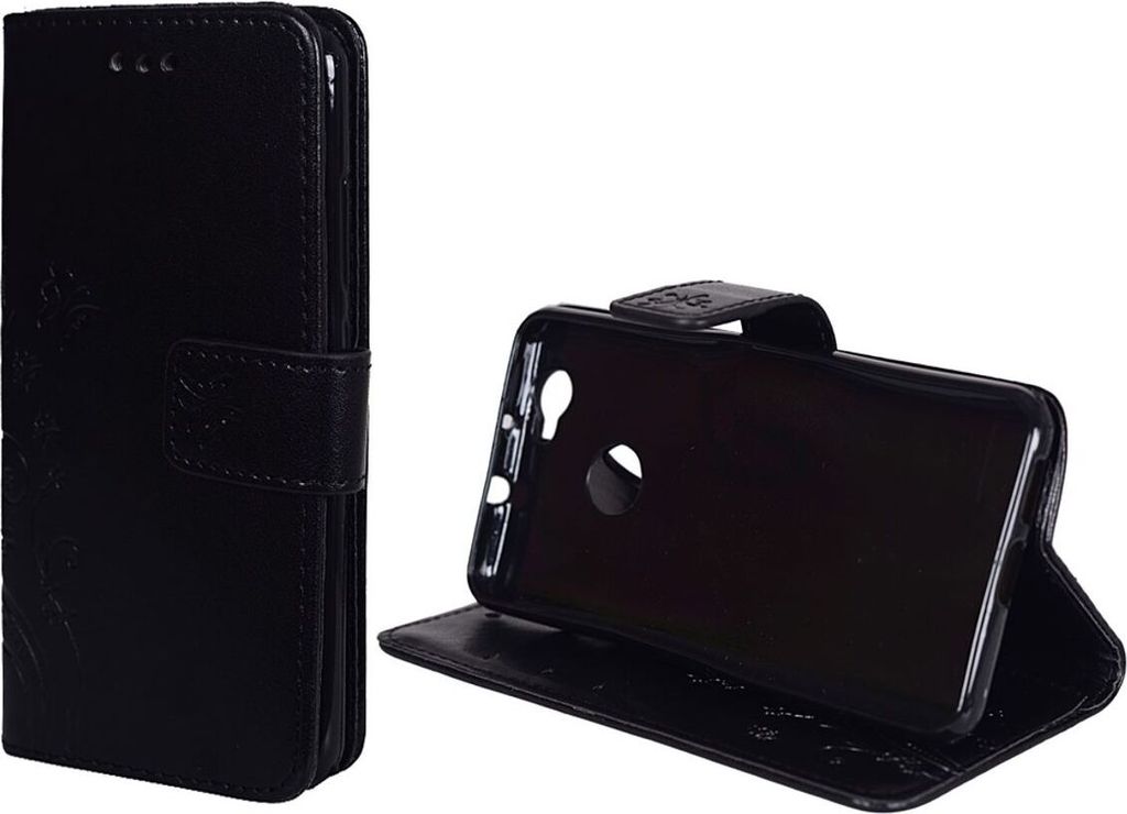 Schutz Hülle Blumen für Handy Huawei Nova Schwarz