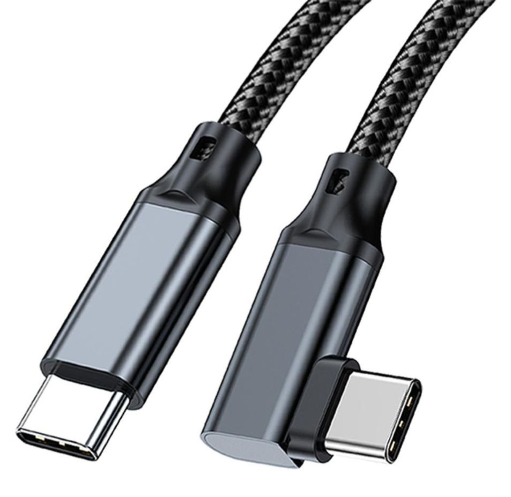 INF USB3.2 Type-C 20Gbps Nylon Datenkabel 8K bei 60Hz 90 Grad Stecker 5 m
