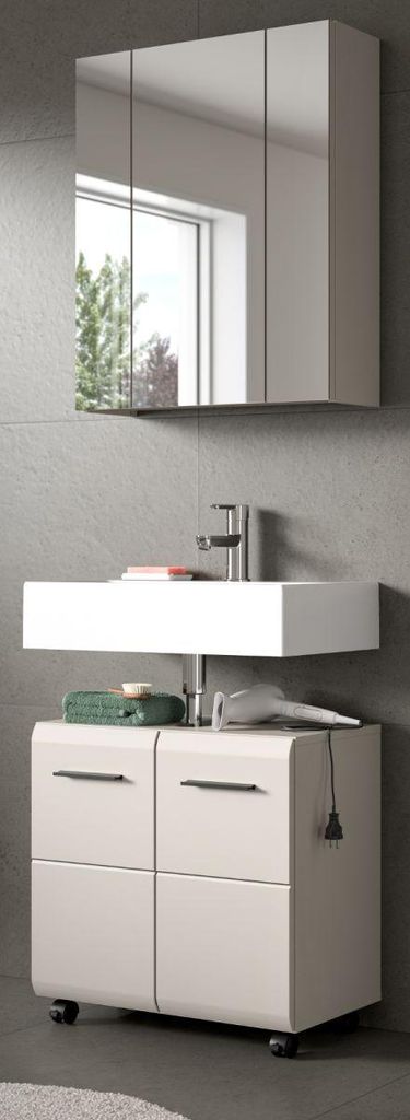 Badmöbel Set 2-teilig "Cover" in Kaschmir Badkombination auf Rollen 60 x 185 cm