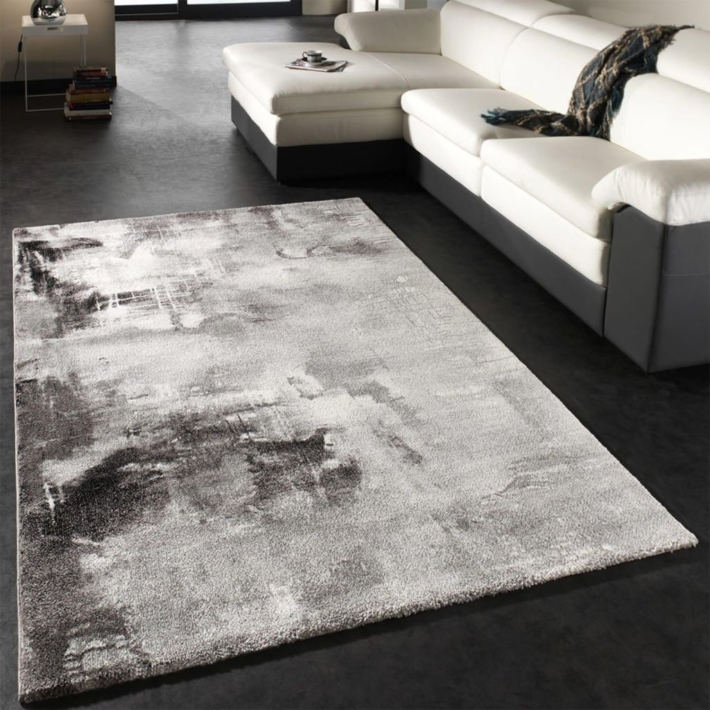 Teppich Kurzflor Abstrakt Wohnzimmer schmutzabweisend Hellgrau Rechteckig 80x150 | 100% Polypropylen | Florhöhe: 12 mm | nur Handreinigung