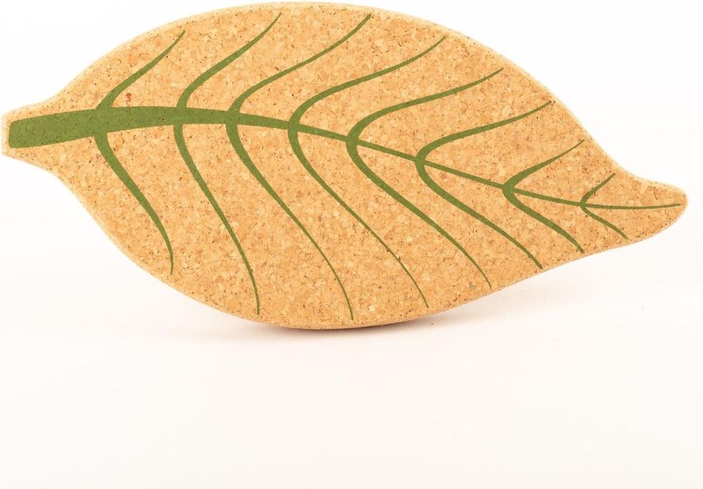 INNA-Glas Blatt Untersetzer Keana, Natur-grün, 28x13x2cm - Korkuntersetzer