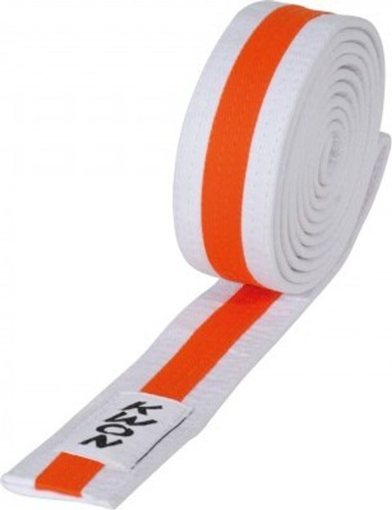 Kindergürtel mehrfarbig. versch. Längen weiß/orange/weiß 220