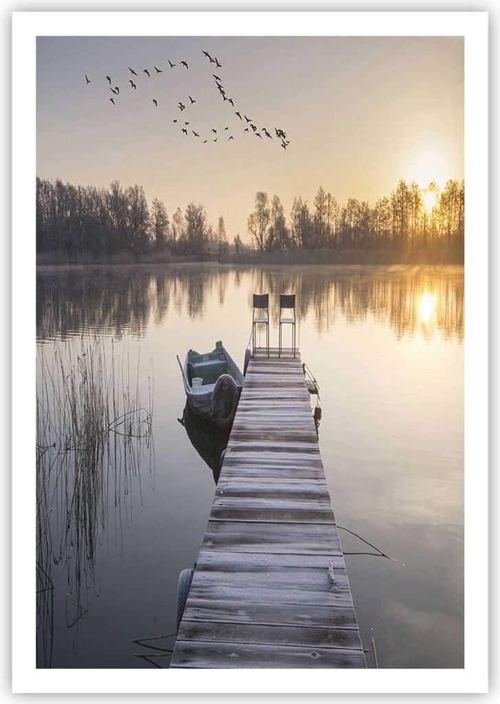 Poster - Poster ohne Rahmen - Brücke Westen die Sonne - 70x100 cm - Wand Bild - Wanddeko - Wandbilder - Kunstposter - Wandposter - Bilder - Kunstd...