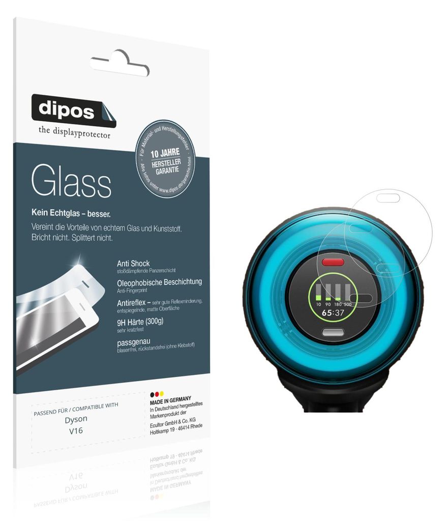 2x Schutzfolie für Dyson V16 matt - Anti-Shock 9H Folie dipos Glass Kunststoffglas