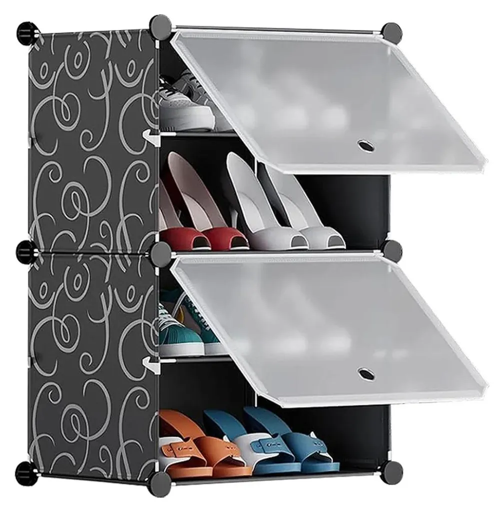 Rangement chaussures pour couloir étroit 8 paires compartiments noir