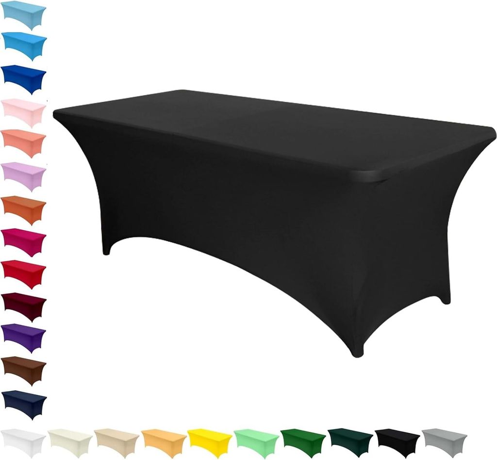 Elasthan Tischdecke, 1 Stück 6FT Stretch-Tischdecke, Tischdecke Rechteckige Taillierte, Waschbar und Faltenfrei Tischdecke für Outdoor Veranstalt...
