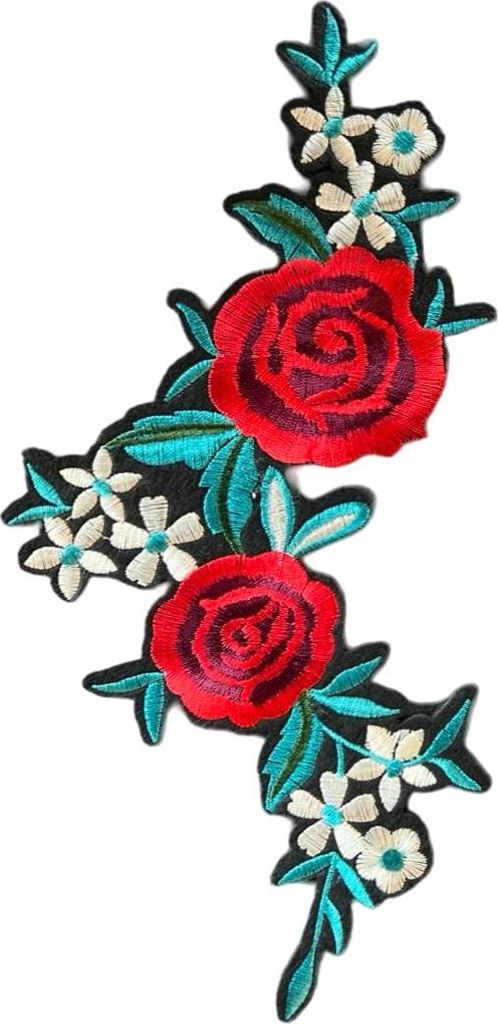 Rosen-Blumen-Zweig-Emblem zum Aufbügeln, XL-Aufnäher links