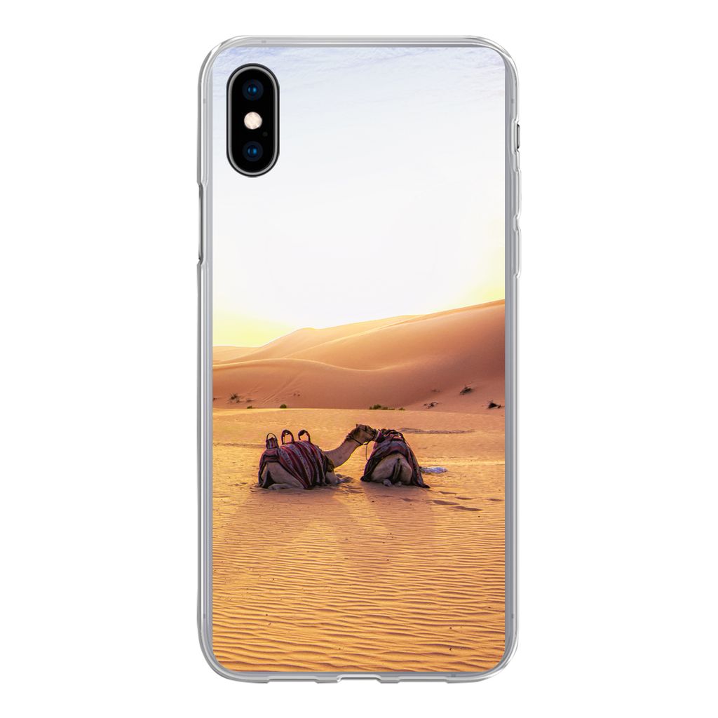 MuchoWow Handyhülle Schutzhülle Hülle für iPhone Xs Kamel - Wüste - Sand Silikon Softcase Handy Hülle - Handytasche