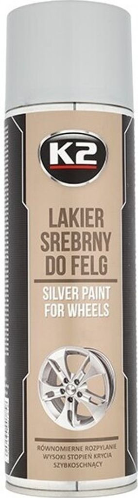 K2 Silber Sprühfarbe Zum Lackieren Von Felgen, Metall, Kunststoff, Holz