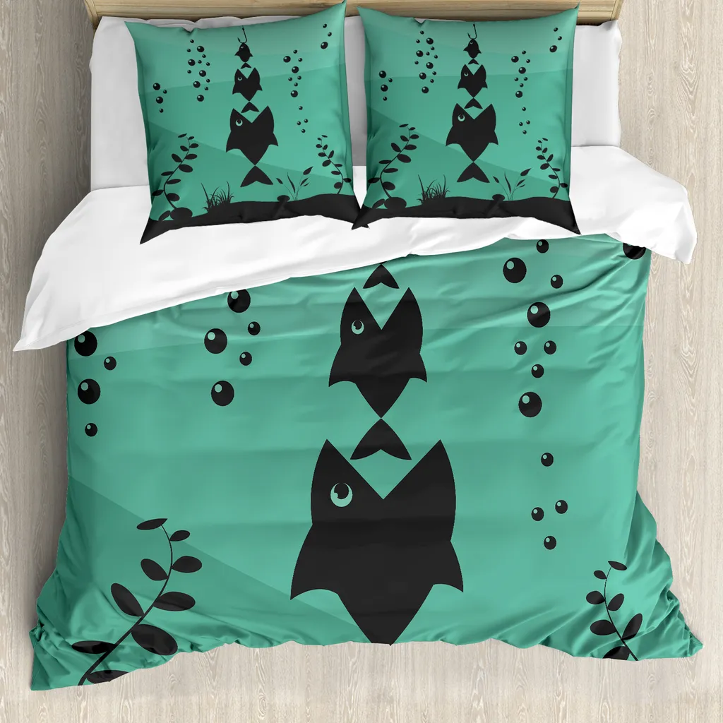 Set Letto ABAKUHAUS Mare Grigio Verde Acqua - Copripiumino 155x220cm