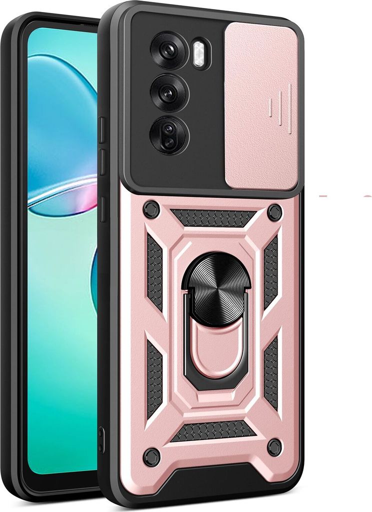 Hülle für Oppo Reno12 5G Magnetische Ring Ständer Halter Dia Kameraschutz TPU Bumper Silikon Schutzhülle Rosa
