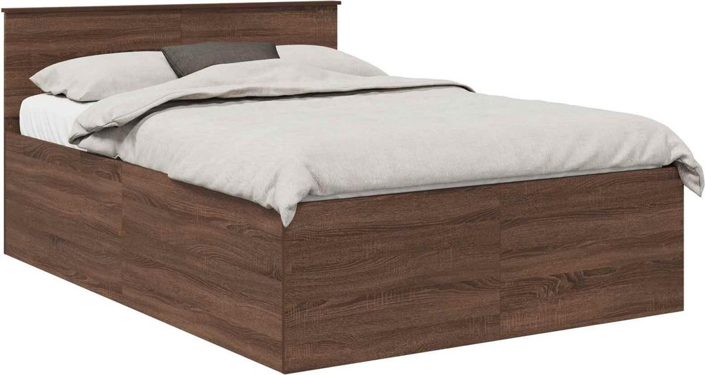 vidaXL Bettrahmen Braun Eichen-Optik 150 x 200 cm Holzwerkstoff
